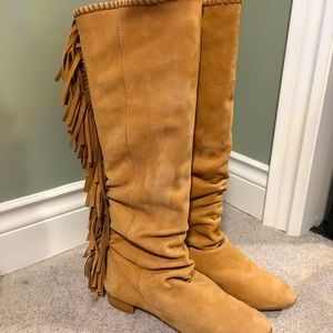 Fringe knee high boots